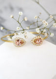 Blush Bracelet, Bridal Blush Pink Cuff Bracelet, Blush Crystal Silver Bracelet, Bridesmaids Bracelet, Bridal Morganite Cuff Bracelets