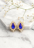 Royal Blue Studs Earrings, Bridal Blue Sapphire Crystal Earrings, Blue Cluster Stud Earrings, Bridesmaids Earrings, Royal Blue Jewelry