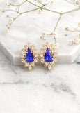 Royal Blue Studs Earrings, Bridal Blue Sapphire Crystal Earrings, Blue Cluster Stud Earrings, Bridesmaids Earrings, Royal Blue Jewelry