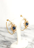 Navy Blue Earrings, Blue Navy Crystal Hoop Crystal Earrings, Oversize Hoop Earrings, Blue Hoop Gold Earrings, Hoop Earrings, Gift For Her