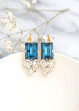 Blue Teal Earrings, Peacock Blue Teal Drop Earrings, Indicolite Swarovski Earrings, Gift for her, Blue Teal Lever Back Crystal Earrings