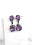 Purple Chandelier Earrings, Bridal Purple Crystal Drop Earrings, Purple Black Chandeliers Earrings, Dark Purple Violet Crystal Earrings