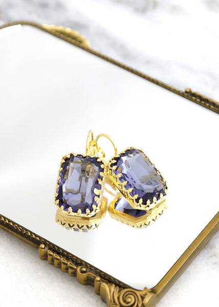 Purple Crystal Earrings, Purple Drop Crystal Earrings, Bridal Purple Crystal Earrings, Crystal Violet arrings, Christmas Gift For Her