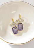 Purple Crystal Drop Earrings, Bridal Purple Drop Earrings, Violet Crystal Earrings, Gift For Her, Purple Bridesmaids Drop Crystal Earrings