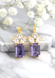 Purple Crystal Drop Earrings, Bridal Purple Drop Earrings, Violet Crystal Earrings, Gift For Her, Purple Bridesmaids Drop Crystal Earrings