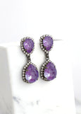 Purple Chandelier Earrings, Bridal Purple Crystal Drop Earrings, Purple Black Chandeliers Earrings, Dark Purple Violet Crystal Earrings