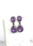 Purple Chandelier Earrings, Bridal Purple Crystal Drop Earrings, Purple Black Chandeliers Earrings, Dark Purple Violet Crystal Earrings