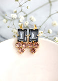 Gray Blush Earrings, Blush Gray Crystal Drop Earrings, Crystal Gray Earrings, Bridal Gray Blush Rose Crystal Earrings, Handmade Earrings