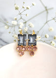 Gray Blush Earrings, Blush Gray Crystal Drop Earrings, Crystal Gray Earrings, Bridal Gray Blush Rose Crystal Earrings, Handmade Earrings