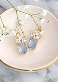 Blue Aquamarine Crystal Drop Earrings, Light Blue Drop Earrings, Emerald Cut Earrings, Gift For Her, Bridal Aqauamrine Crystal Earrings