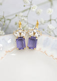 Purple Crystal Drop Earrings, Bridal Purple Drop Earrings, Violet Crystal Earrings, Gift For Her, Purple Bridesmaids Drop Crystal Earrings