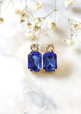 Royal Blue Earrings, Sapphire Blue Crystal Stud Earrings, Blue Emerald Cut Earrings, Blue Earrings, Bridesmaids Earrings, Gift For Her