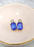 Royal Blue Earrings, Sapphire Blue Crystal Stud Earrings, Blue Emerald Cut Earrings, Blue Earrings, Bridesmaids Earrings, Gift For Her