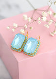 Turquoise Drop Earrings, Light Blue Earrings, Turquoise Gold Crystal Earrings, Christmas Gift For Her, Neon Blue Earrings, Blue Earrings