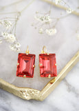 Coral Crystal Drop Earrings, Bridal Classic Coral Crystal Drop Earrings, Orange Lever Back Earrings, Orange Coral Bridesmaids Earrings
