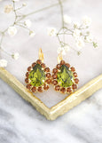 Olivine Drop Earrings, Green Olive Earrings, olivine Green Crystal Earrings, Bridesmaids Earrings, Bridal Green Olivie Crystal Earrings,
