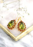 Olivine Drop Earrings, Green Olive Earrings, olivine Green Crystal Earrings, Bridesmaids Earrings, Bridal Green Olivie Crystal Earrings,