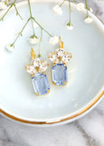 Blue Aquamarine Crystal Drop Earrings, Light Blue Drop Earrings, Emerald Cut Earrings, Gift For Her, Bridal Aqauamrine Crystal Earrings