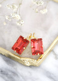 Coral Crystal Drop Earrings, Bridal Classic Coral Crystal Drop Earrings, Orange Lever Back Earrings, Orange Coral Bridesmaids Earrings