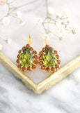 Olivine Drop Earrings, Green Olive Earrings, olivine Green Crystal Earrings, Bridesmaids Earrings, Bridal Green Olivie Crystal Earrings,