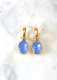 Blue Drop Earrings, Ocean Blue Crystal Earrings, Ocean Blue Huggies Earrings, Bridal Crystal Earrings, Gift for her, Orange Drop Earrings