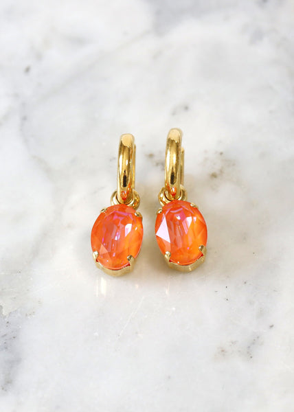 Orange Stud Earrings, Orange Crystal Earrings, Burnt Orange Stud Earrings, Bridal Crystal Earrings, Gift for her, Orange Drop Earrings