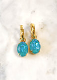 Blue Hoop Earrings, Turquoise Crystal Earrings, Blue Lagoon Huggies Earrings, Crystal Huggies Earrings, Gift for her, Blue Drop Earrings