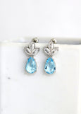 AQUAMARINE Earrings, Aquamarine Bridal Drop Earrings, Light Blue Bridal Stud Earrings, Aquamarine Chandelier Earrings, Bridesmaids Earrings