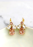 Blush Bridal Earrings, Blush Rose Drop Crystal Earrings, Bridal Dusty Pink Drop Earrings, Peach Dangle Earrings, Morganite Bridal Earrings