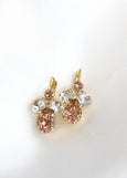 Blush Bridal Earrings, Blush Rose Drop Crystal Earrings, Bridal Dusty Pink Drop Earrings, Peach Dangle Earrings, Morganite Bridal Earrings