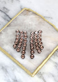 Pink Black Statement Long Earrings, Blush Pink Chandelier Earrings, Blush Pink Black Statement Earrings, Tassel Drop Crystal Earrings