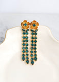 Emerald Green Long Chandelier Earrings, Bridal Emerald Drop Earrings, Statement Dark Green Emerald Drop Earrings, Emerald Bridal Earrings