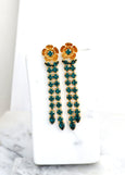 Emerald Green Long Chandelier Earrings, Bridal Emerald Drop Earrings, Statement Dark Green Emerald Drop Earrings, Emerald Bridal Earrings