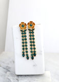 Emerald Green Long Chandelier Earrings, Bridal Emerald Drop Earrings, Statement Dark Green Emerald Drop Earrings, Emerald Bridal Earrings