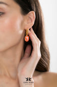 Orange Dangle Earrings, Ultra Orange Crystal Earrings, Orange Huggies Earrings, Crystal Orange Earrings, Gift for her,Burnet Orange Earrings