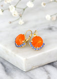 Orange Earrings, Orange Drop Earrings, Blue Orange Earrings, Coral Blue Earrings, Tangerine Orange Drop Earrings, Bridesmaids Earrings