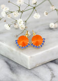 Orange Earrings, Orange Drop Earrings, Blue Orange Earrings, Coral Blue Earrings, Tangerine Orange Drop Earrings, Bridesmaids Earrings