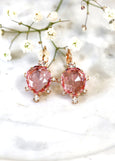 Pink Crystal Drop Earrings, Bridal Rose Crystal Earrings, Light Pink Drop Earrings, Bridal Light Pink Earrings, Pink Crystal Droplets