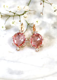 Pink Crystal Drop Earrings, Bridal Rose Crystal Earrings, Light Pink Drop Earrings, Bridal Light Pink Earrings, Pink Crystal Droplets