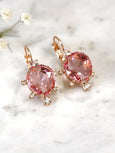 Pink Crystal Drop Earrings, Bridal Rose Crystal Earrings, Light Pink Drop Earrings, Bridal Light Pink Earrings, Pink Crystal Droplets