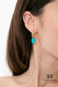 Blue Hoop Earrings, Turquoise Crystal Earrings, Blue Lagoon Huggies Earrings, Crystal Huggies Earrings, Gift for her, Blue Drop Earrings