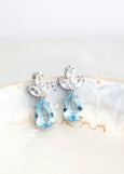 AQUAMARINE Earrings, Aquamarine Bridal Drop Earrings, Light Blue Bridal Stud Earrings, Aquamarine Chandelier Earrings, Bridesmaids Earrings