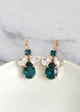 Emerald Green Bridal Earrings, Dark Green Crystal Earrings, Bridal Emerald Drop Earrings, Emerald Dangle Earrings, Green Forest Earrings