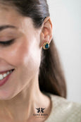 Blue Navy Crystal Stud Earrings, Navy Blue Crystal Earrings, Bridal Sapphire Blue Studs, Emerald Cut Blue Navy Bridal Earrings, Blue Studs