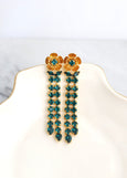 Emerald Green Long Chandelier Earrings, Bridal Emerald Drop Earrings, Statement Dark Green Emerald Drop Earrings, Emerald Bridal Earrings