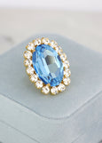 Cocktail Ring, Aquamarine Cocktail Crystal Ring, Statement Blue Crystal Ring, Oversize Light Blue Crystal Adjustable Ring, Crystal Blue Ring