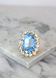 Cocktail Ring, Aquamarine Cocktail Crystal Ring, Statement Blue Crystal Ring, Oversize Light Blue Crystal Adjustable Ring, Crystal Blue Ring