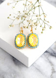 Yellow Drop Earrings, Ultra Yellow Drop Earrings, Yellow Blue Drop Earrings, Yellow Swarovski Earrings, Gift For Mother, Bridesmaids Gifts