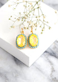 Yellow Drop Earrings, Ultra Yellow Drop Earrings, Yellow Blue Drop Earrings, Yellow Swarovski Earrings, Gift For Mother, Bridesmaids Gifts