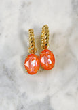 Orange Dangle Earrings, Ultra Orange Crystal Earrings, Orange Huggies Earrings, Crystal Orange Earrings, Gift for her,Burnet Orange Earrings